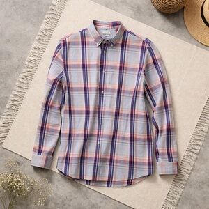 GAP Men's Casual Plaid Shirt - Blue, Red, and White